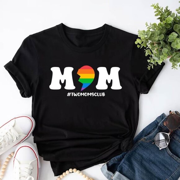 Two Moms Club Shirt, Lesbian Shirt, Two Mommy Shirt, LGBTQ Shirt, Pride Month - Picture 1 of 4